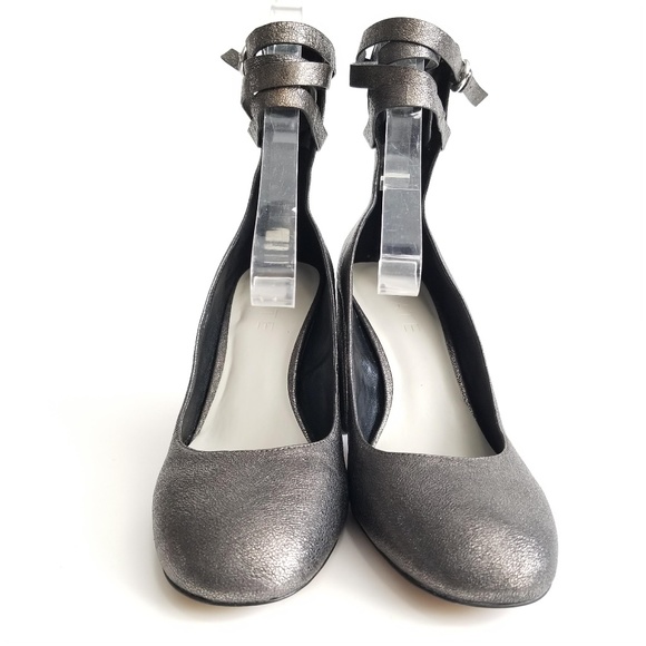1.STATE Womens Makal Flared Heel Pumps Silver Shoe - Picture 9 of 12